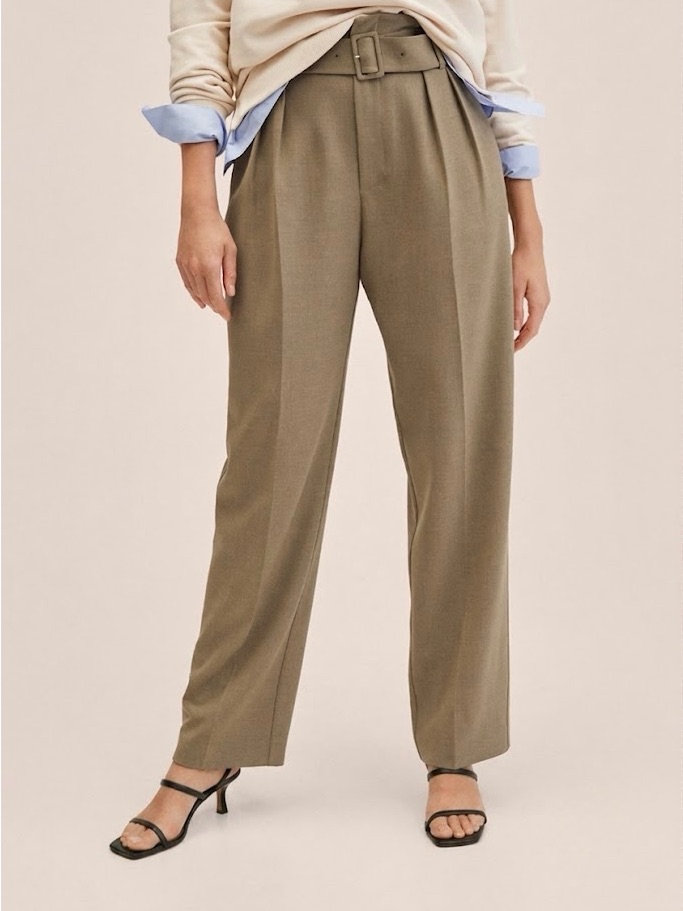 High-Rise Pleated Wide-Leg Trousers With Belt Nwt